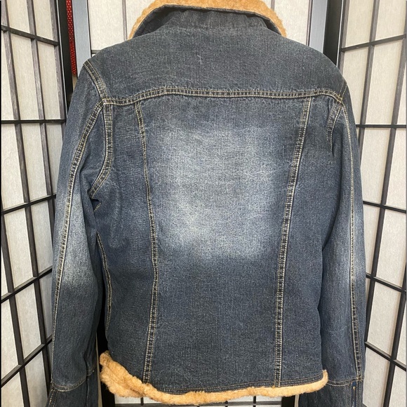 EUC Adorable Denim And Faux Fur Zip Up Jacket - Picture 2 of 2